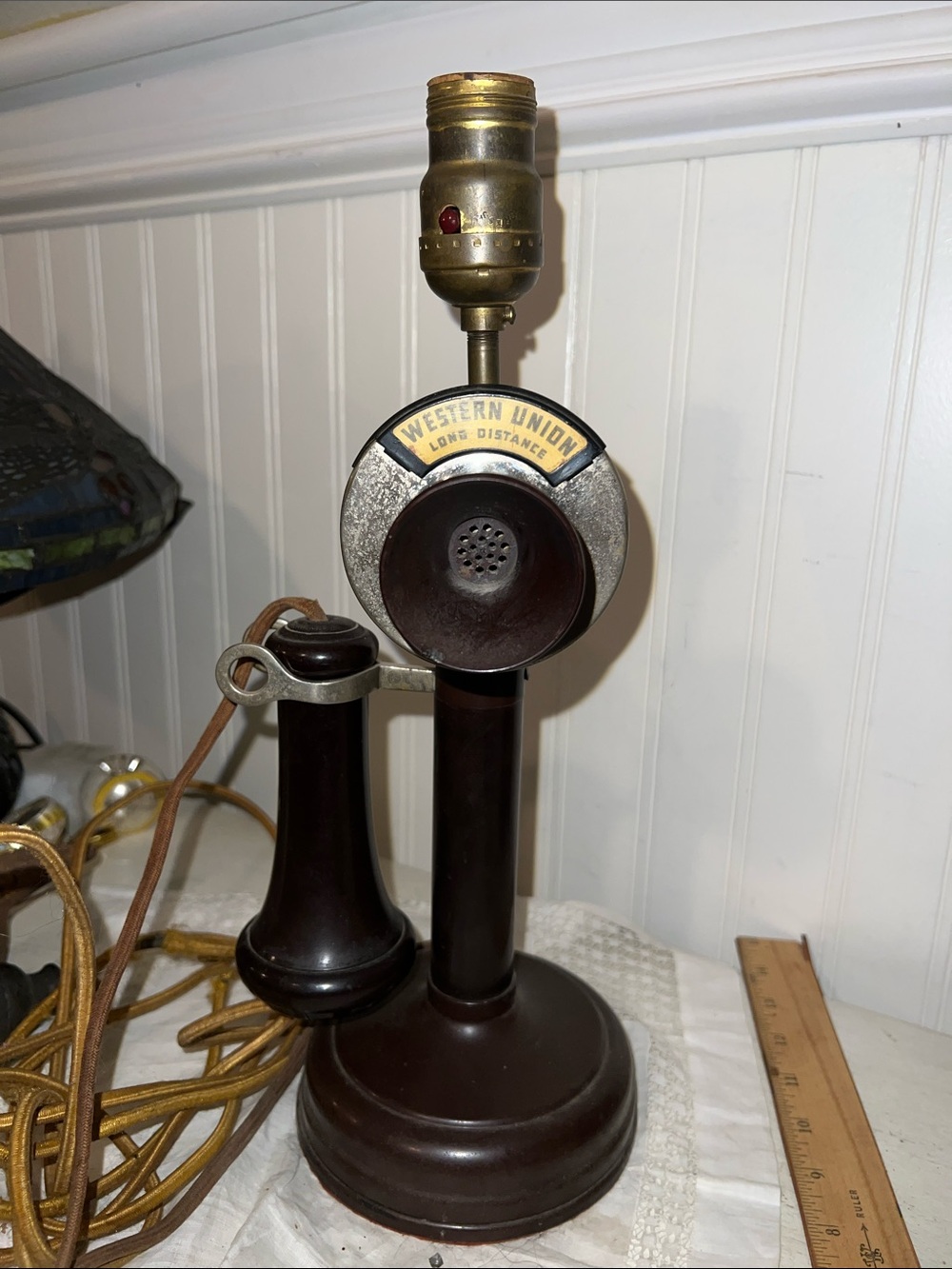 1908 Antique Western Union Candlestick phone converted lamp